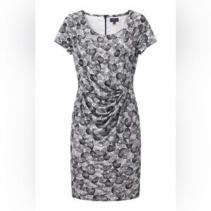 NYDJ Ruched Black White Sheath Dress 8